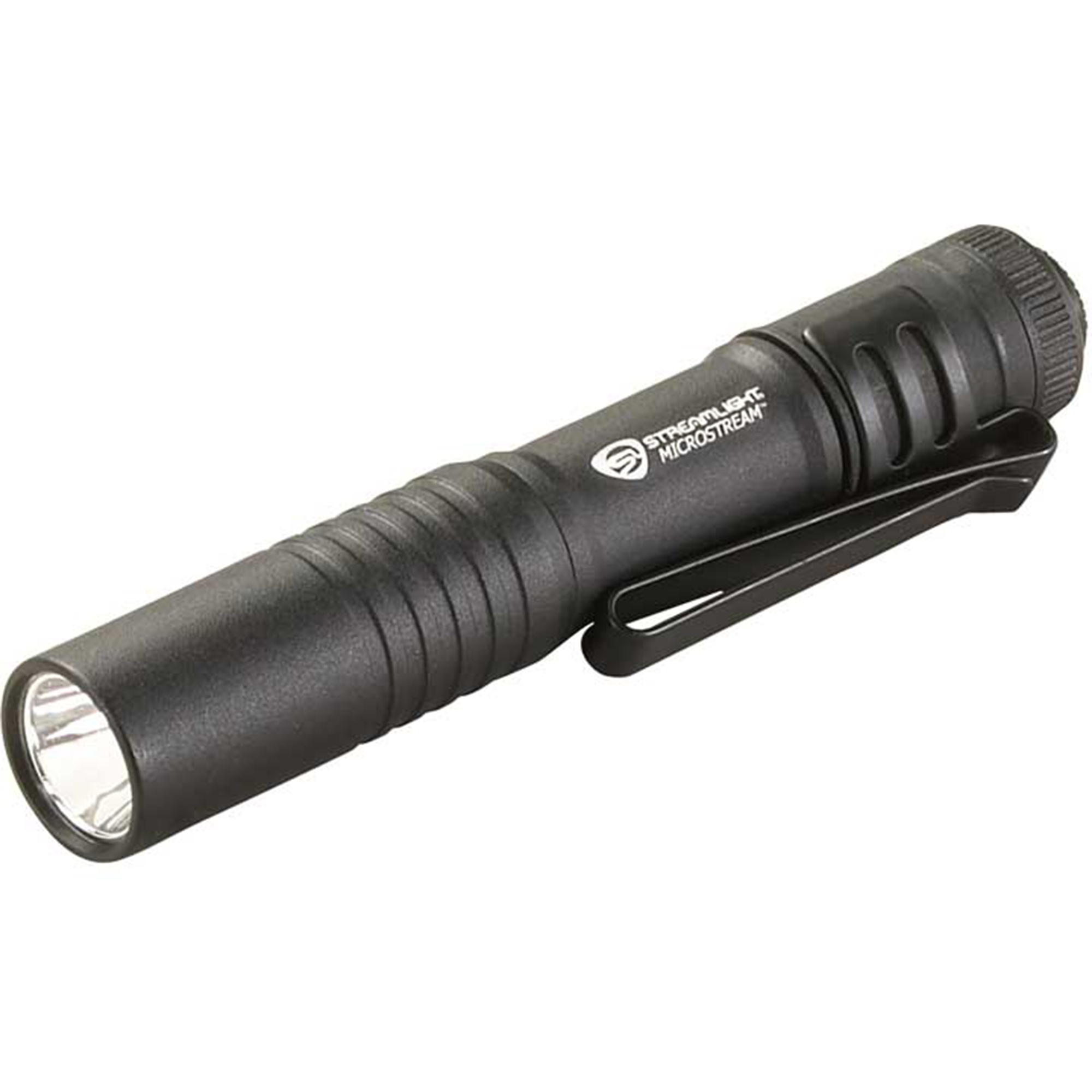 Streamlight Microstream LED Flashlight — 45 Lumens, Pocket Clip, Hat Clip, AAA Battery Powered, Black, Model# SLI66318